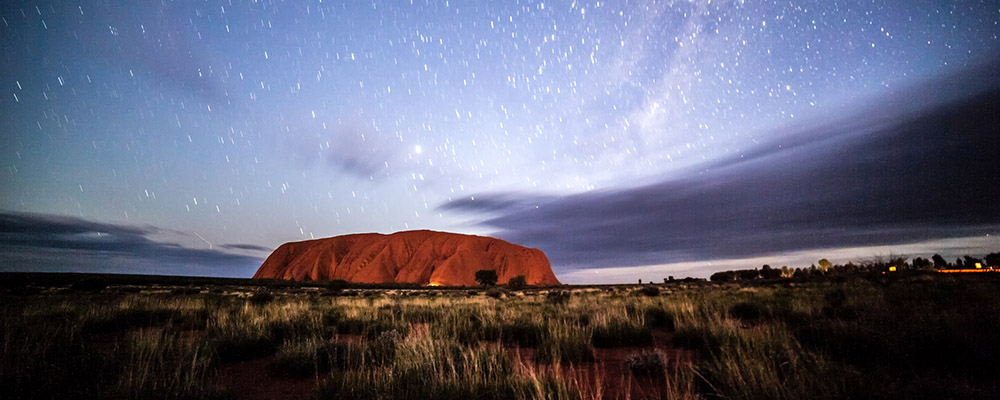 Uluru under starlight
