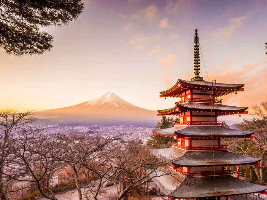Chureito Pagoda with Mt Fuji on the background