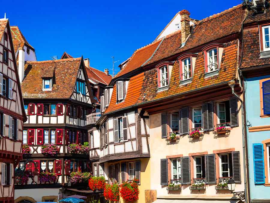 Traditional European houses with colorful walls