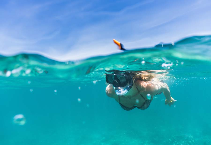 woman snorkelling in the sea