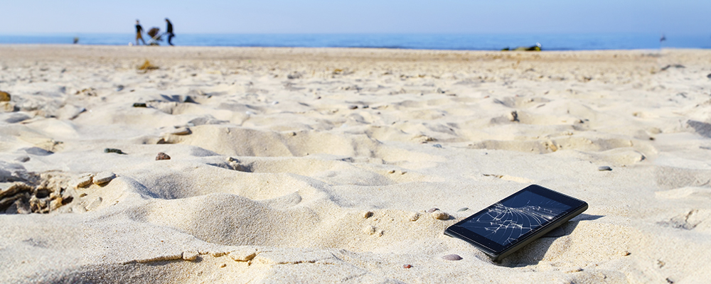Phone left on the beach