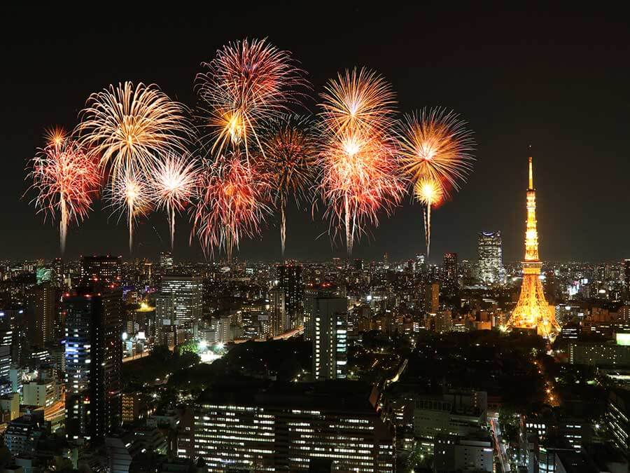 New year's eve fireworks in Tokyo
