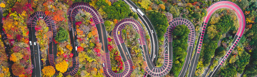 Aerial view of winding highway