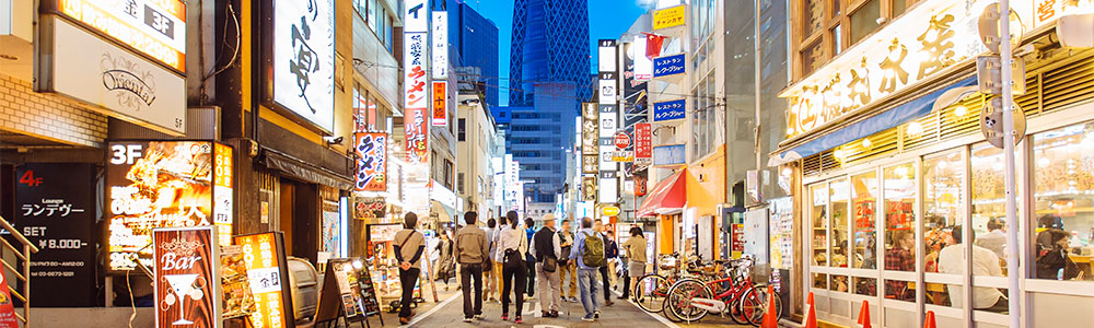 Busy shopping street in Japan