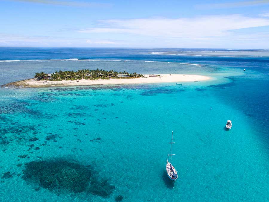 Aerial view of island in Fiji